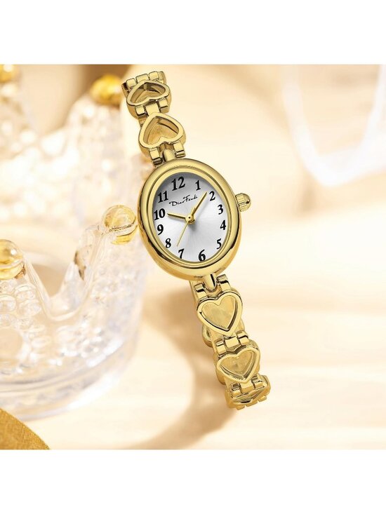 Women\'s Gold White Analog Quartz Oval Waterproof Vintage Bracelet Luxury Watch main image 6